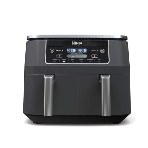 Ninja DZ201 Foodi 6-in-1 2-Basket Air Fryer with DualZone Technology, 8-Quart Capacity, and a Dark Grey Stainless Finish