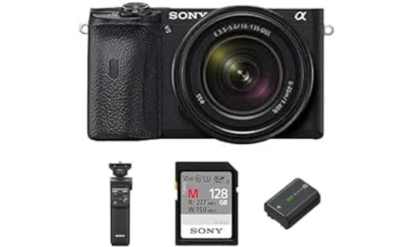 Sony Alpha 6600 APS-C Mirrorless Camera with Sony 18-135mm f/3.5-5.6 Zoom Lens + Content Creator Kit including: Bluetooth Shooting Grip, Memory Card, Rechargable Battery Pack and E 15mm F1.4 G - ILCE6600MB.CEC - ILCE6600MB.CEC + Content creator kit