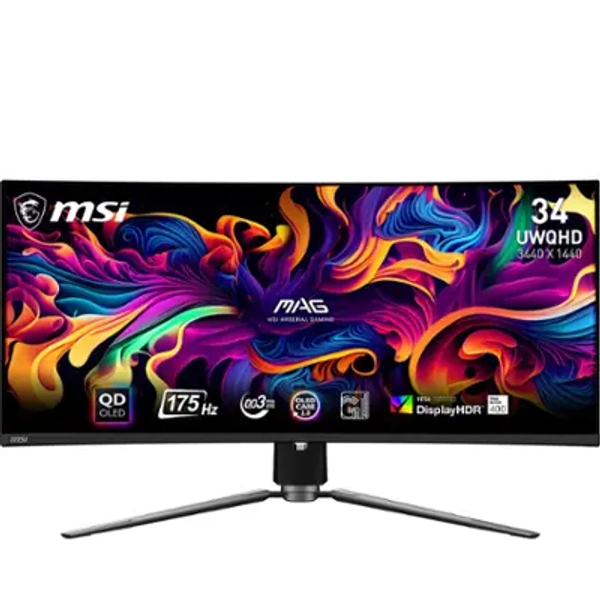 MSI - MAG341CQPQDOLED 34" Quantum Dot OLED Curved UWQHD 175Hz 0.03ms Monitor with HDR400 (DisplayPort, HDMI, USBC) - Black