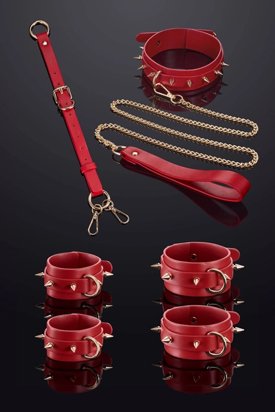 Thorn Leather Bondage Set Red