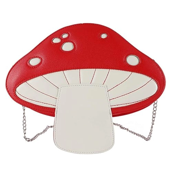 Youngy Women Mushroom Shape PU Leather Shoulder Crossbody Bag Tote Chain Satchel Purse