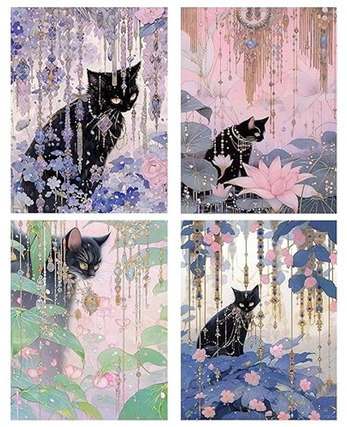 4 Pack 5D Diamond Painting Kits for Adults Beginners,DIY Round Full Drill Diamond Art Kits,Paint by Diamonds Gem Art Crystal Easy,Cat Home Wall Decor 12x16 Inch