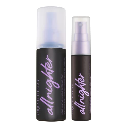 Urban Decay All Nighter Long-Lasting Makeup Setting Spray - Pack of 2 - Full Size (4.0 fl oz) & Travel Size (1.0 fl oz) - Lasts Up To 16 Hours - Oil-Free - Natural Finish