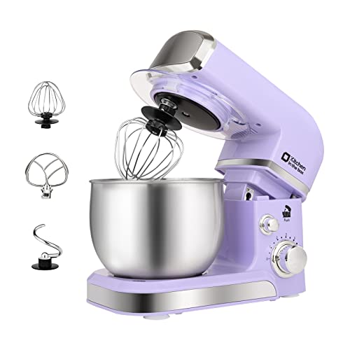 Stand Mixer, Kitchen in the box 3.2Qt Small Electric Food Mixer,6 Speeds Portable Lightweight Kitchen Mixer for Daily Use with Egg Whisk,Dough Hook,Flat Beater (Purple) - Purple