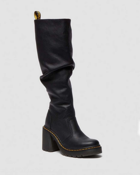 DR MARTENS Kasey Virginia Leather Knee High Heeled Boots