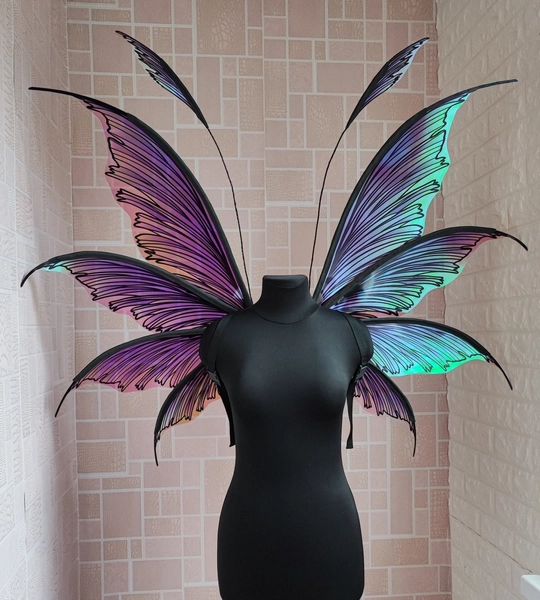 Purple iridescent Fairy wings for adult, Fairy wings for costume cosplay, Large Fairy wings, Wings photo prop