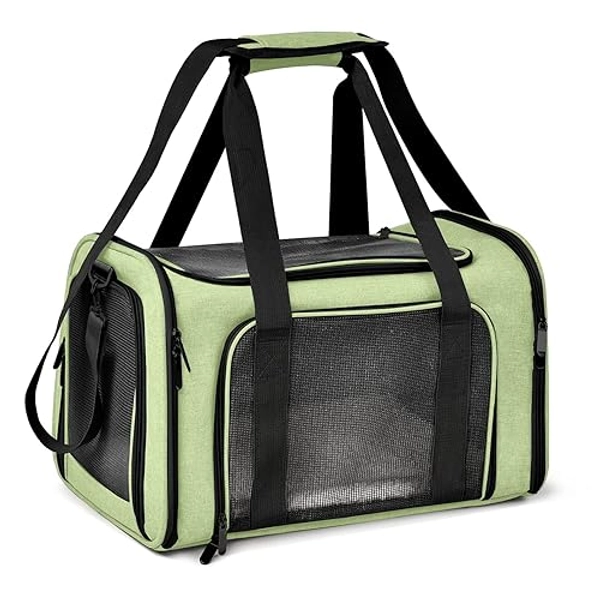 Henkelion Large Cat Carriers Dog Carrier Pet Carrier for Large Cats Dogs Puppies up to 25Lbs, Big Dog Carrier Soft Sided, Collapsible Travel Puppy Carrier - Large - Green