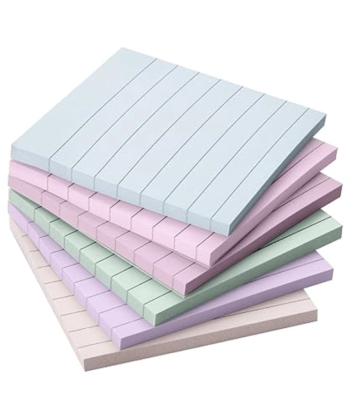 Mr. Pen- Lined Sticky Notes 3x3, 6 Pads, 45 Sheet/Pads, Pastel Colors, Sticky Notes with Lines, Sticky Note Pads, Sticky Pads, Sticky Notes Lined, Colorful Sticky Notes, Mr Pen Sticky Notes
