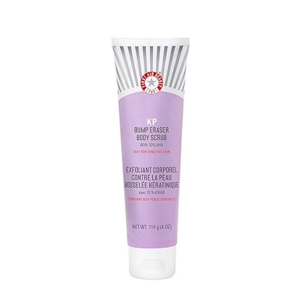 First Aid Beauty - KP Bump Eraser Body Scrub with 10% AHA, Keratosis Pilaris Skin Exfoliater with Glycolic and Lactic acids, Helps Reduce Chicken Skin Bumps, Safe for Sensitive Skin, 4 oz