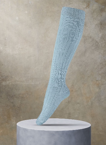 Women's 100% Cashmere Rib Knee High Sock in Seafoam | One Size-Women's