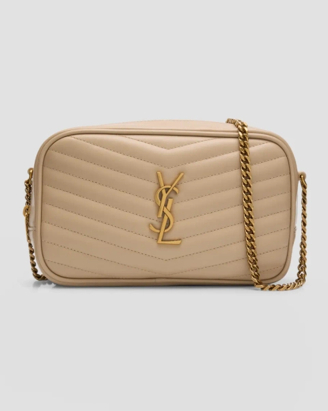 Lou Mini YSL Camera Bag in Smooth Quilted Leather