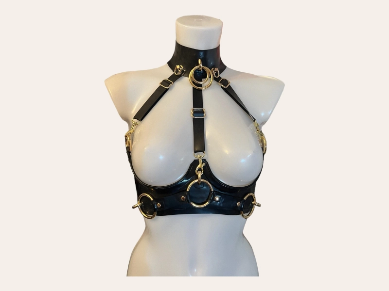 Elara latex Cupless bra with choker