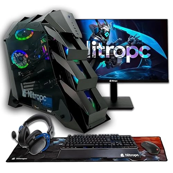 NitroPC - Pack Nitro Plus v2 | PC Gaming Complet (AMD Ryzen 9 7950X3D 16/32 5,7GHz, RTX 4080 Super 16GB, RAM 32GB RGB, M.2 2TB, W11 Home | WiFi, Moniteur incurvé 27", Clavier, Souris, Casque) 