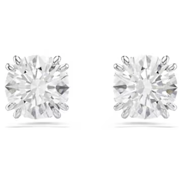 SWAROVSKI Constella stud earrings, Round cut, White, Rhodium plated