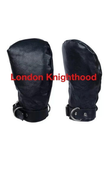 Padded Genuine Leather Restraint Mittens Mitts Fist Gloves Glove