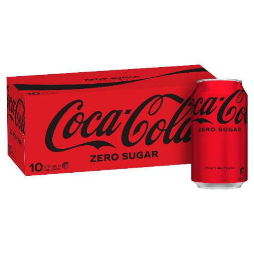 Coca-Cola Zero Sugar Soft Drink Multipack Cans 10 x 375 mL