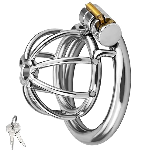 Stainless Steel Male Chastity Device Tease Locked Cock Cage Penis Exercise for Men Silver Romi (1.96 inch) - 1.96 Inch