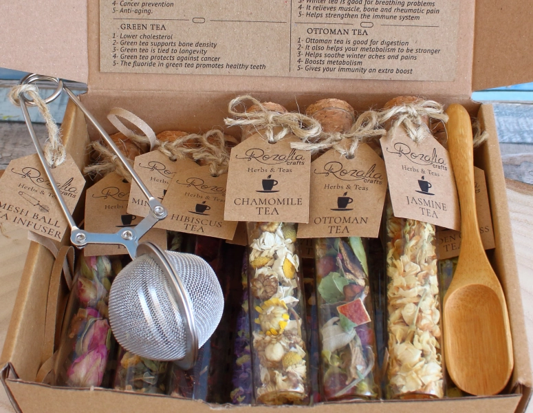 10 Loose Leaf Tea Sampler Gift Set, Birthday Day Gift Box, Gift for Her, Mom, Sister, Herbal Tea, Tea Lover Gift, Coworker, Christmas, Xmas