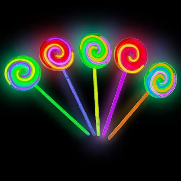 DRAGON TOO Glow Stick Spinning Lollipop Wand – Set of 5 Light Up Party Favor for Kids and Adults