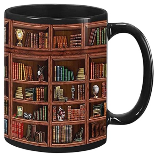 Fenteer Bookshelf Mug Library Lover Mug Sayings Cup Reading 301-400ml Librarian Mug Book Lover Mug Family