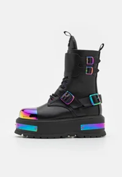 COSMIC FIRE METAL PLATFORM BOOTS  - Schnürstiefelette - black/multi-coloured