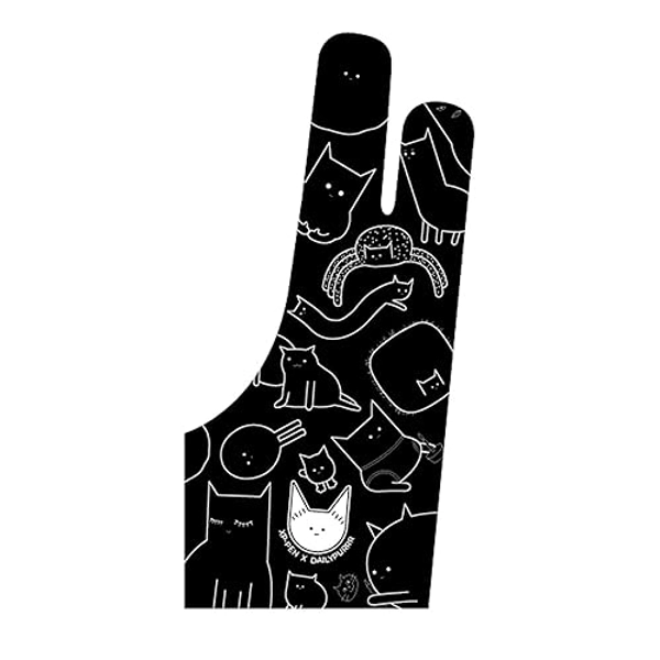 XPPen Digital Drawing Glove Two-Finger Artist Glove for Drawing Tablet Cute Cat Print Drawing Glove Suitable for Right and Left Hand