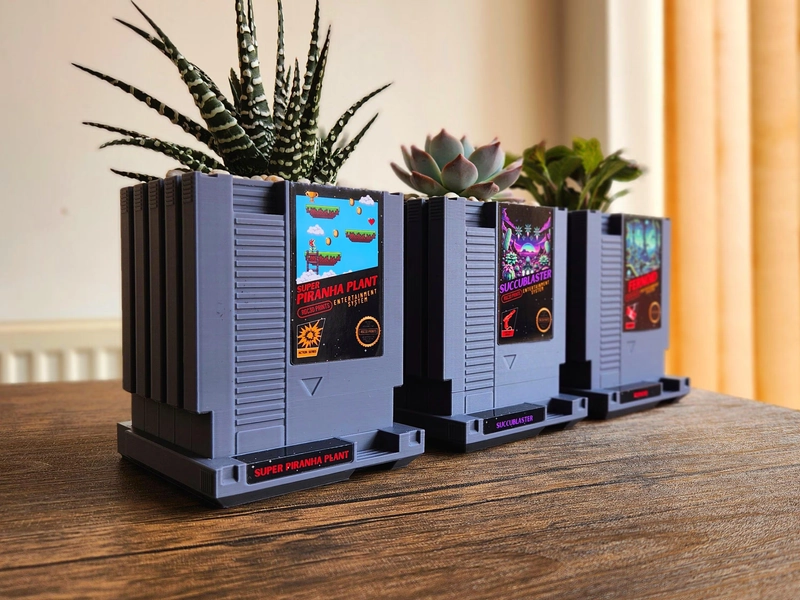 Retro Game Cartridge Flower Pots Planters Desk Organiser Office Decor Home Decor Customizable