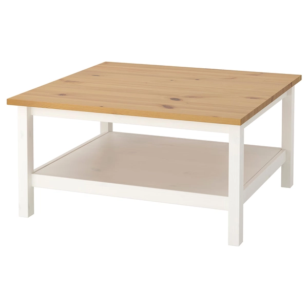 HEMNES Coffee table - white stain/light brown 90x90 cm