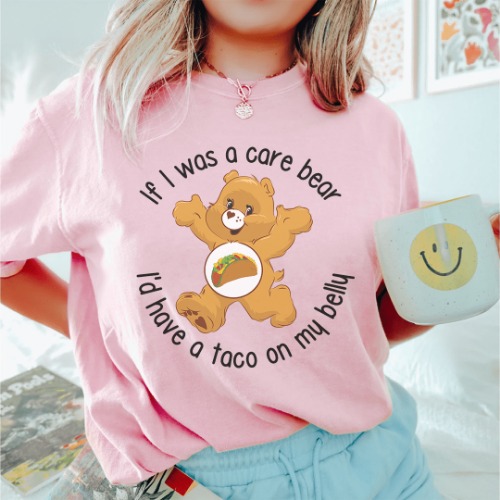 Taco Bear Tee - Pink / L