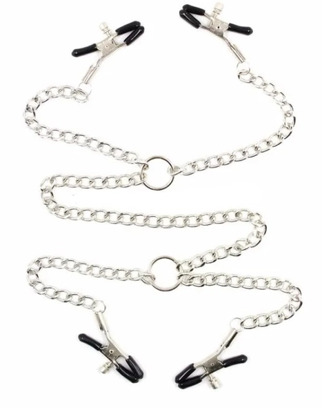 Fetish Secrets Nipple and Labia Clips, Silver/Black