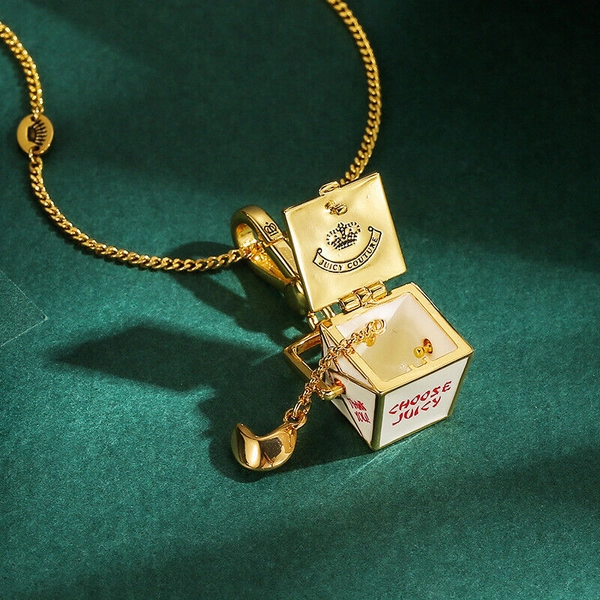 Juicy Couture Charm Openable Chinese Take Out Box Fortune Cookie Pendant Gift