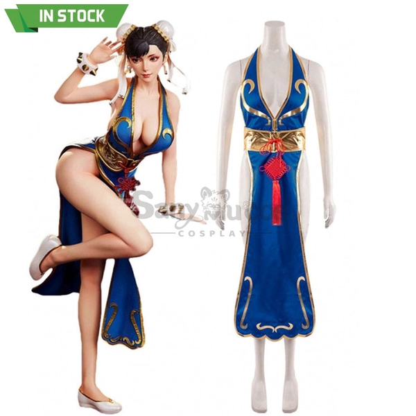【In Stock】Game Street Fighter Cosplay Chun-Li Cosplay Costume Sexy Cheongsam Plus Size