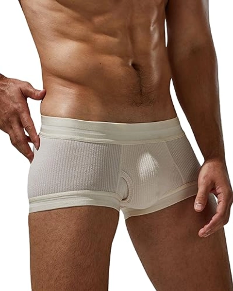 BIMONI Herren Low Rise Sexy Boxer Brief Eisseiden Modal Unterhose Boxershorts Trunk Männer Hipster Unterwäsche