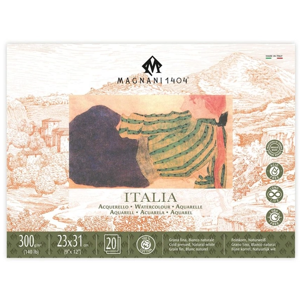 Magnani 1404 Italia Watercolor Block 140lb Cold Press - 9" x 12" (20 Sheets)
