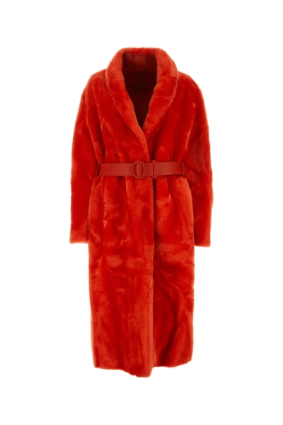 Red shearling coat