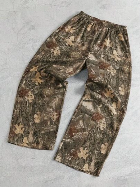 Noixe Men's Casual Camouflage Print Elastic Waist Sweatpants