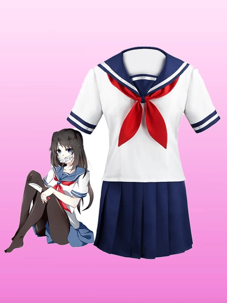 In Stock Yandere-Chan Aishite Knight Cosplay Costume, JK Uniform School Uniform, College Style, Women's Role Anime Game Costume Halloween