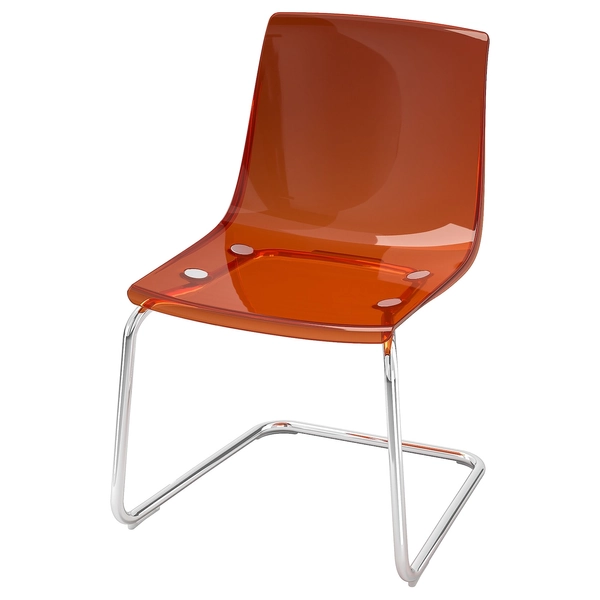 TOBIAS Chair - brown-red/chrome plated