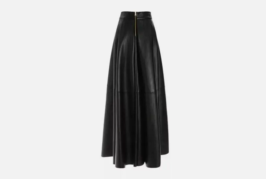 New Designer Long Leather Skirt – 100% Lambskin Straight Pencil Outwear