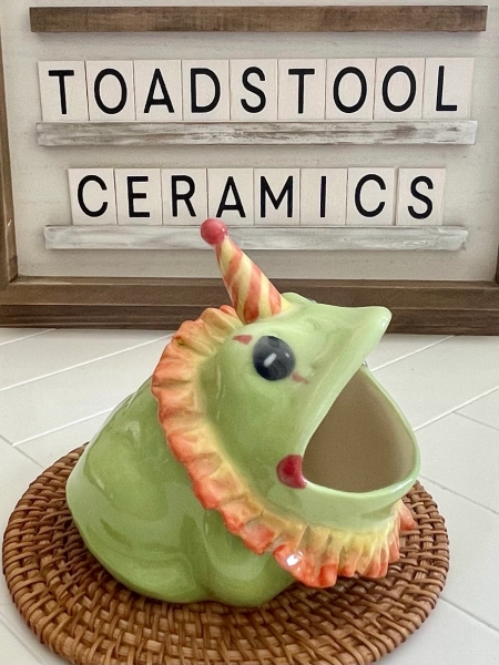 Cute Clown Frog Scrubby Holder Ceramic Handmade