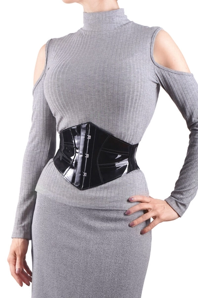 Swiss Belt - Cinturão Suiço em Verniz Preto - Madame Sher Corsets