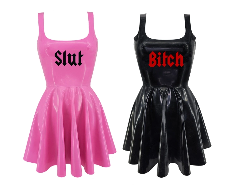 XS-3XL Latex Slut/Bitch skater dress