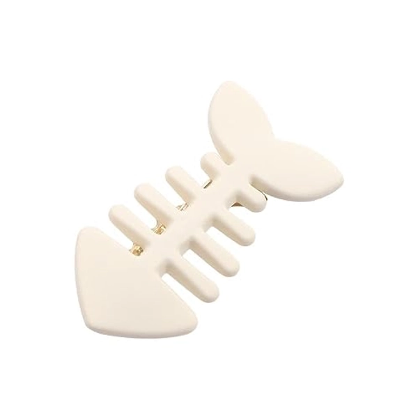 Generic Plastic Fish Bone Shaped Hair Clip, Fish Bone Barrettes Y2k Hair Clips Headwear Barrettes Hair Accessories for Women Girl(white)