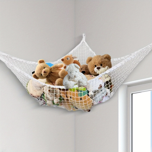 white toy hammock net storage rack corner plush toy hanging