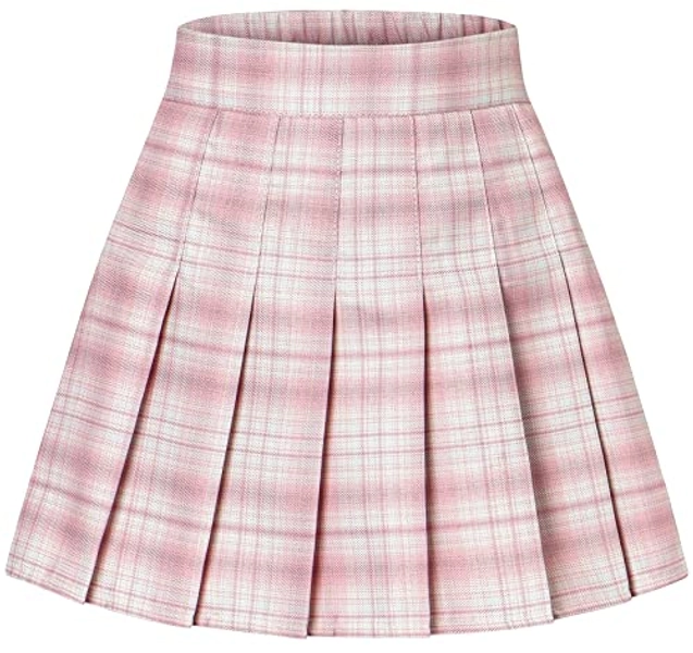 SANGTREE Women's Pleated Mini Skirt with Comfy Casual Stretchy Band Skater Skirt, US XS - US 4XL
