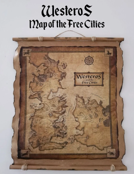 Game of Thrones Map of Westeros and The Free Cities