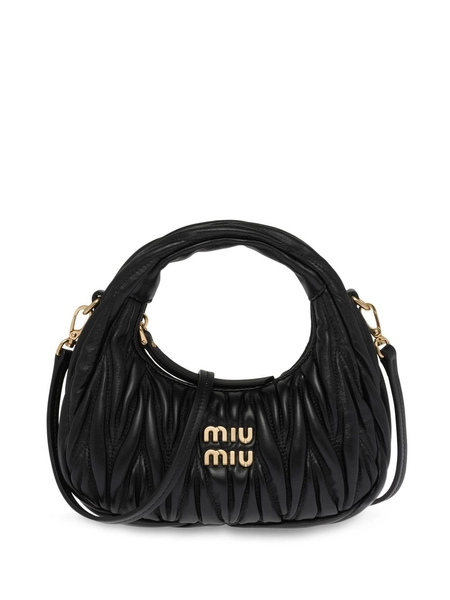 Miu Miu Mini Wander Matelassé Shoulder Bag | Black | FARFETCH IT