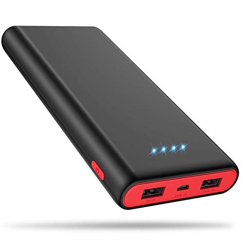 Portable Charger Power Bank 25800mAh, Ultra-High Capacity Fast Phone Charging with Newest Intelligent Controlling IC, 2 USB Port External Cell Phone Battery Pack Compatible with iPhone,Android etc - Black-Black-Red