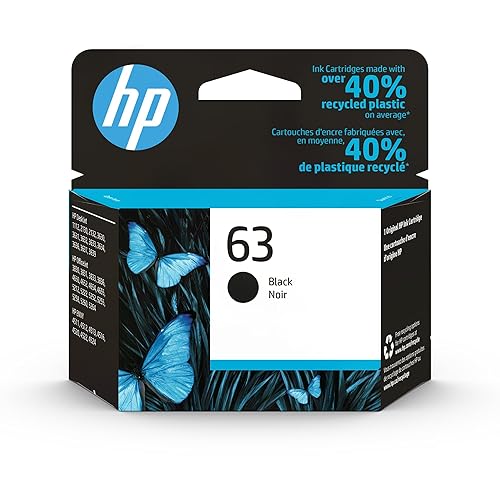 HP 63 Black Ink Cartridge | Works with HP DeskJet 1112, 2130, 3630 Series; HP ENVY 4510, 4520 Series; HP OfficeJet 3830, 4650, 5200 Series | Eligible for Instant Ink | F6U62AN - Ink