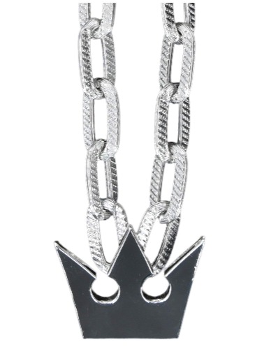 DAZCOS Necklace with Thick Chain Crown Pendant for Halloween Cosplay Costume - Silver